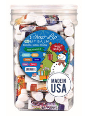 Chap-Lip Holiday Jar Collection showcasing six flavors in festive packaging.