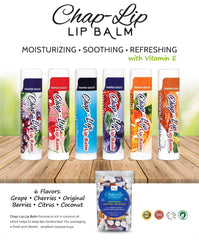 Grape flavor Chap-Lip Lip Balm tube delivering refreshing moisture.