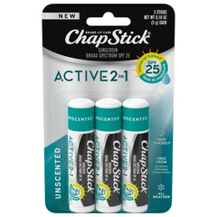 ChapStick Active 2-in-1 SPF lip balm tubes ready for outdoor adventures.