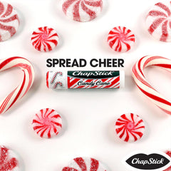 ChapStick Candy Cane applied on lips for smooth, non-sticky wear.