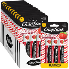 ChapStick Classic Strawberry 3-pack front view for daily moisture on the go.