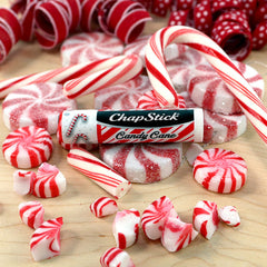 Close-up of ChapStick Candy Cane Peppermint balm showing mint aroma