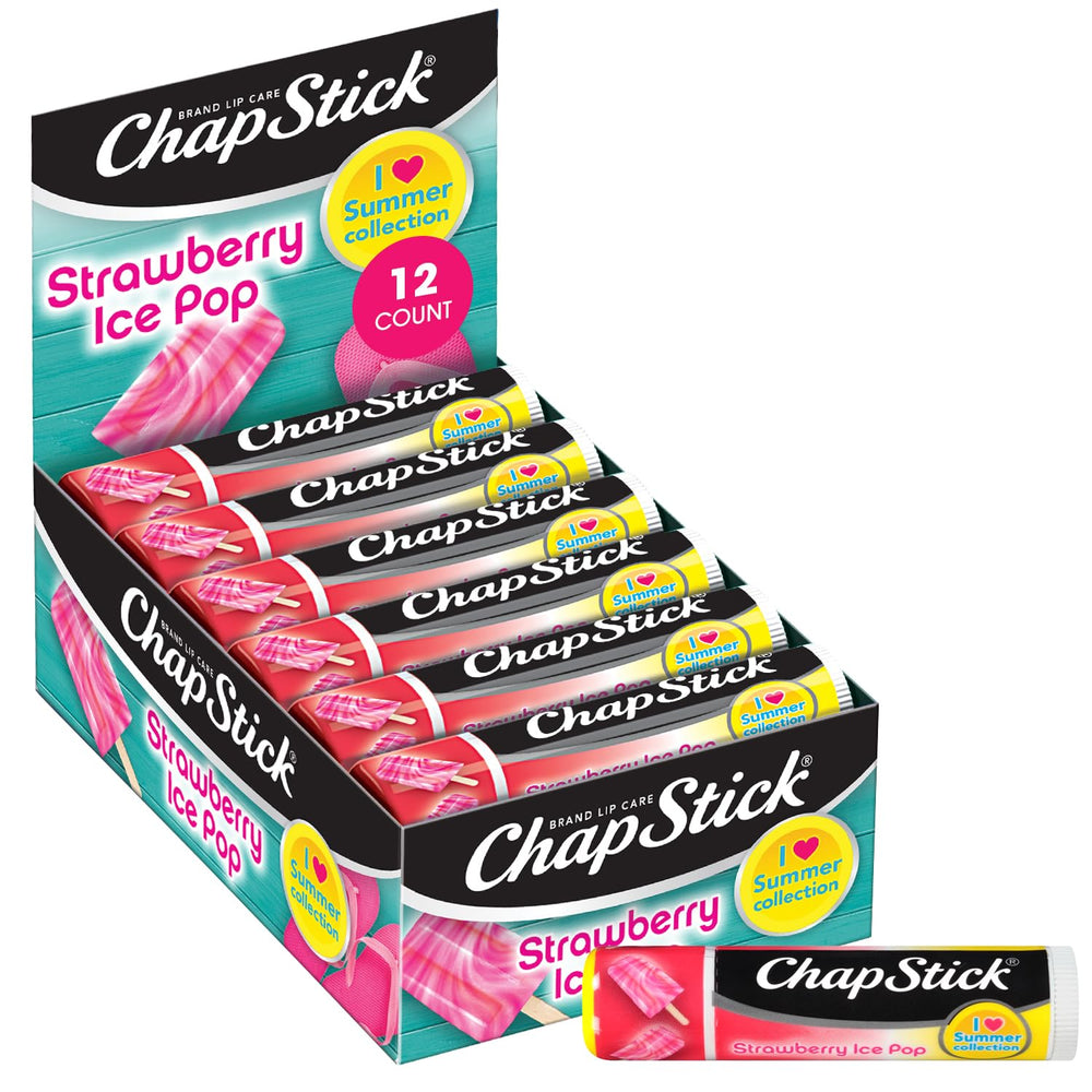 ChapStick Lip Moisturizer Strawberry Ice Pop tube offers refreshing hydration for lips