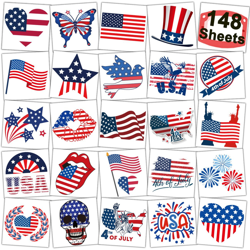 CHARLENT fourth of july flag designs tattoo sheets with crisp, weather-ready appeal
