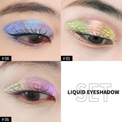 CHARMACY multichrome shadows collection demonstrates color-shifting shimmer effects.