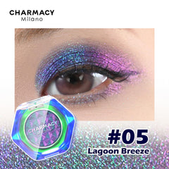 CHARMACY Multichrome Glitter Eyeshadow swatches under light reveal shifting hues