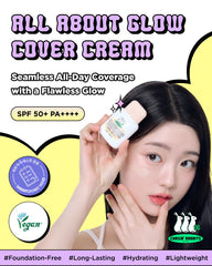 CHASIN' RABBITS All About Glow Cover Cream texture close-up reveals creamy, breathable formula.
