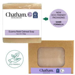 Chatham fragrance-free soap close-up highlights fragrance-free, irritation-friendly cleansing.