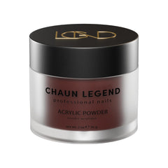 Chaun Legend Dark Chocolate acrylic powder swatch shows rich color and shimmer