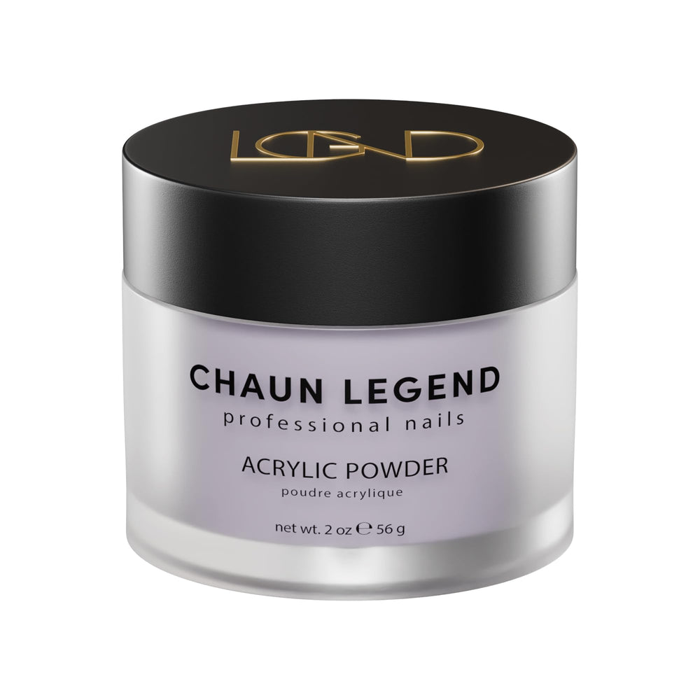 Chaun Legend acrylic powder Stormy Violet 2oz bottle shows smooth lavender shade for long-lasting nails
