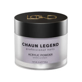Chaun Legend acrylic powder Stormy Violet 2oz bottle shows smooth lavender shade for long-lasting nails