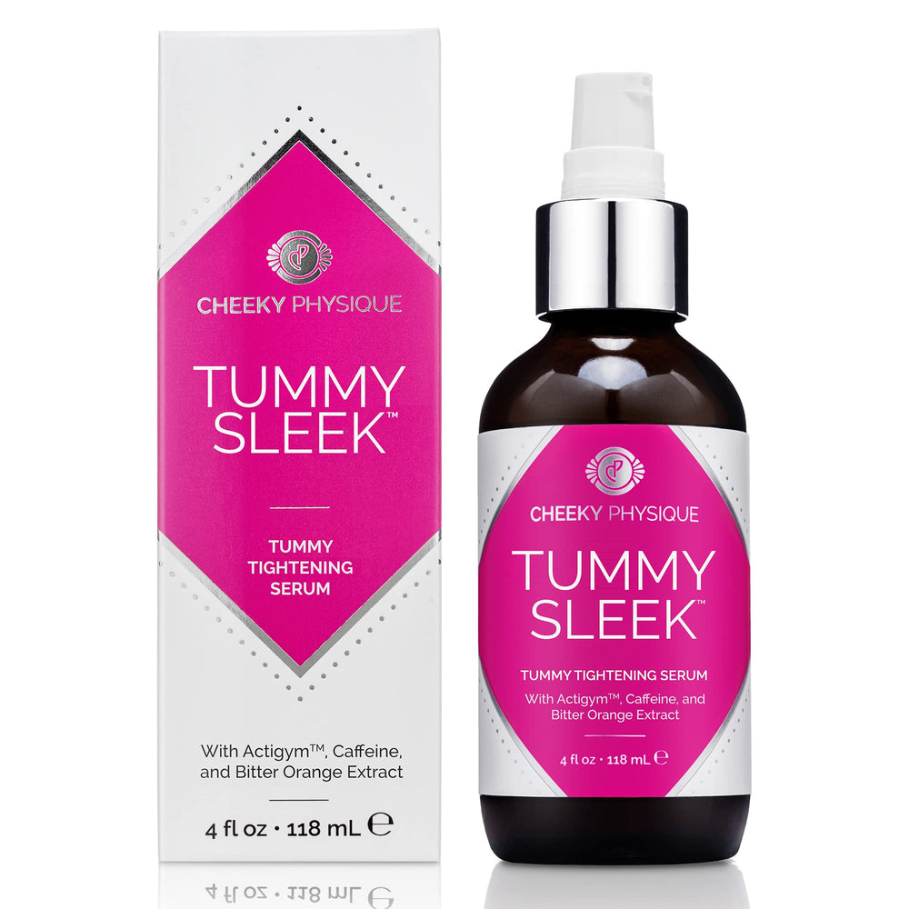 Cheeky Physique Tummy Sleek bottle pump for easy, targeted firming during daily routines.