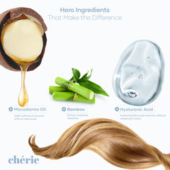 cherie Deep Conditioning Hair Mask texture close-up shows creamy conditioning for shine.