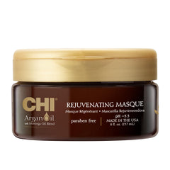 CHI Argan Oil Rejuvenating Masque bottle for deep hydration and shine.