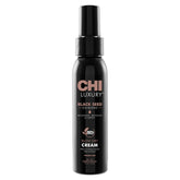 CHI Luxury Black Seed Oil Blow Dry Cream bottle highlights frizz control and shine.