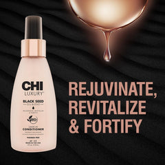 CHI Luxury Black Seed Oil Leave-In spray mist detangles hair quickly.