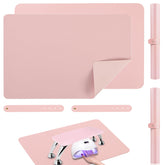 Chiplesier nail art table mat pink side showing anti-slip surface for stable manicures