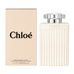 Chloe perfumed body lotion bottle close-up highlighting moisturizing formula for soft skin