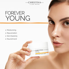 CHRISTINA Forever Young Cream texture close-up highlights silky non-greasy finish
