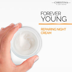 Christina Forever Young Night Cream applied to face for absorption and overnight hydration