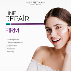 CHRISTINA Line Repair Night Cream texture close-up shows creamy, soothing formula.