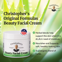 Christopher's Original Formulas Beauty Facial Cream ingredients reveal olive oil and aloe soothing benefits