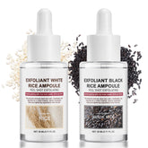 CHZHEN Black & White Rice peeling set pack-2x30ml shows dual-action exfoliation for smoother skin.