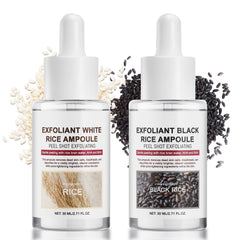 CHZHEN Black & White Rice peeling set pack-2x30ml shows dual-action exfoliation for smoother skin.