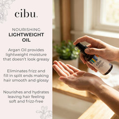 CIBU Nourishing Argan Oil Hair Serum on wet hair before styling