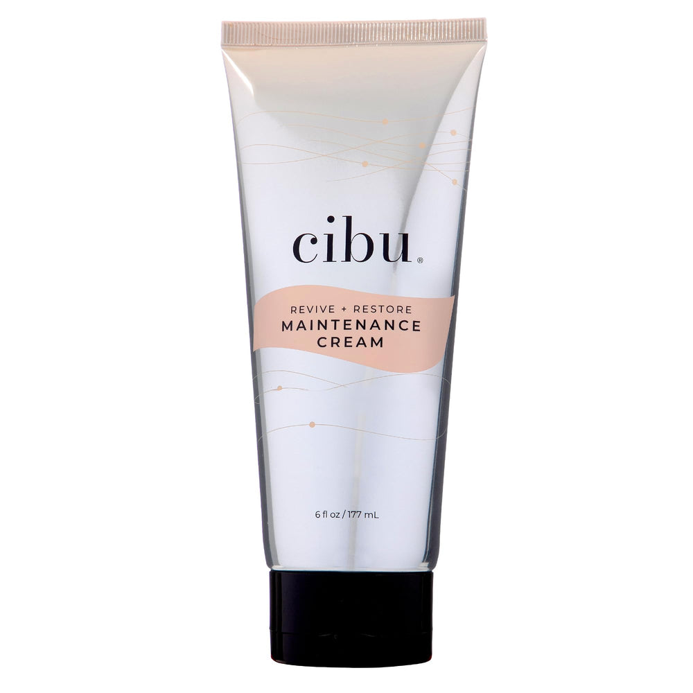 CIBU Revive and Restore maintenance cream bottle front, highlighting protective formula for smooth hair