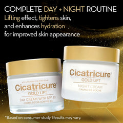 Cicatricure Gold Lift gift pack box showcasing day and night creams for mature skin.
