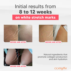 Cicatrissim White cream texture being dispensed for fast absorption.