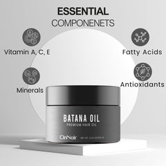 CinNoir Batana Oil ingredients close-up highlighting nutrients for scalp nourishment.