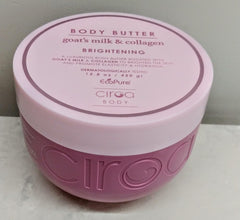 Ciroa Body Butter jar with creamy goat's milk and collagen formula for smooth skin.
