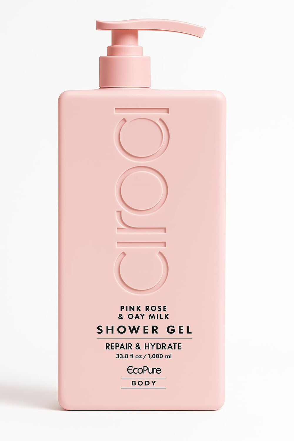 Ciroa Pink Rose & Oat Milk shower gel bottle for hydrating cleanse.