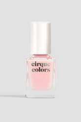 Cirque Colors Chiffon sheer nail polish bottle shows a pale ballet pink finish for a soft, buildable look.