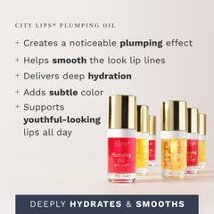City Beauty City Lips Plumping Oil closeup highlighting rich texture and hydration.