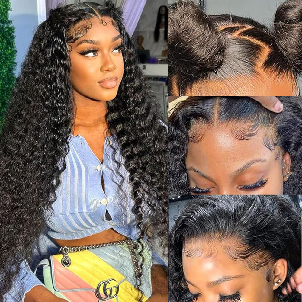City Girl Deep Wave wig front view with natural hairline and seamless lace blend.