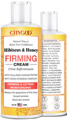 CITYGOO Hibiscus and Honey Neck Tightening Cream bottle close-up for firmer neck