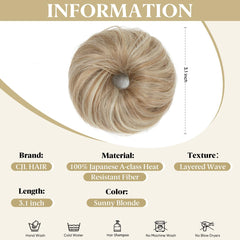 CJL HAIR Sunny Blonde 2Pcs bun set for high bun and versatile looks