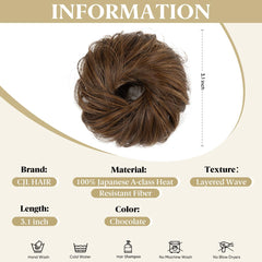 CJL HAIR mini synthetic curly bun in chocolate ideal for quick updos