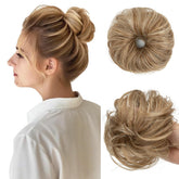 CJL HAIR small messy bun in Sahara Beige adds lightweight volume for thin hair