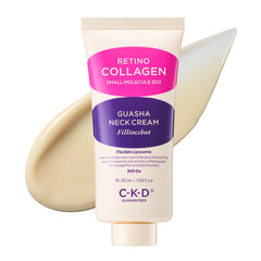 CKD Guaranteed Gua Sha Neck Cream bottle highlighting wrinkle reduction and firming potential.