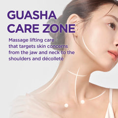 Applying CKD Neck Cream on décolleté with the massage roller for targeted use.