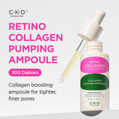 CKD Guaranteed Retino Collagen Pumping Ampoule dispensing action illustrating precise application.