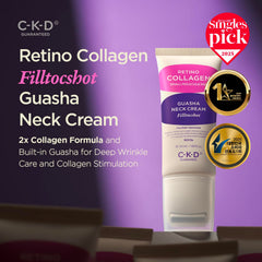CKD Guaranteed neck cream delivers jawline lift with the gua sha roller during massage.