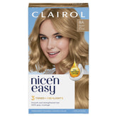 Clairol Nice'n Easy 8A color kit for permanent ash blonde color.