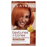 Clairol Textures & Tones 8RO Sunset Copper bottle for vibrant color on textured hair.