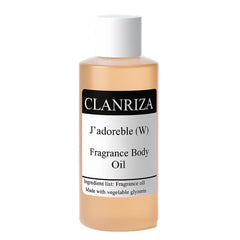 CLANRIZA J'Adoreble bottle close-up highlighting natural fragrance.