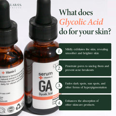 CLARA'S NEW YORK glycolic serum label close-up highlighting clean beauty and USA-made quality.